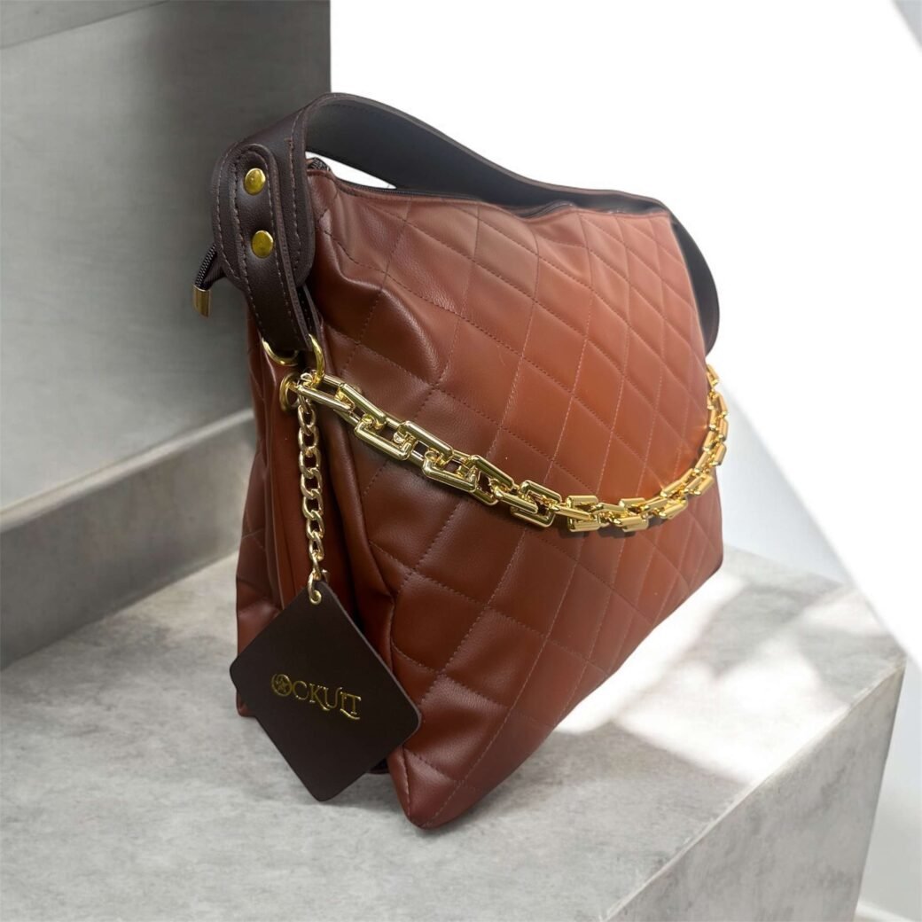 Dark Brown Quilted Bag - Image 3